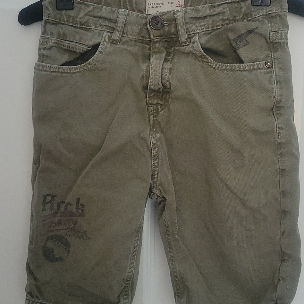 Zara Boys Green Denim Shorts sz 9